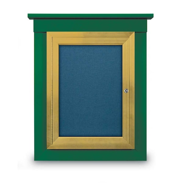 60"x48" 2-Door Enclosed Letterboard, Header, Green Vinyl/Cherry
